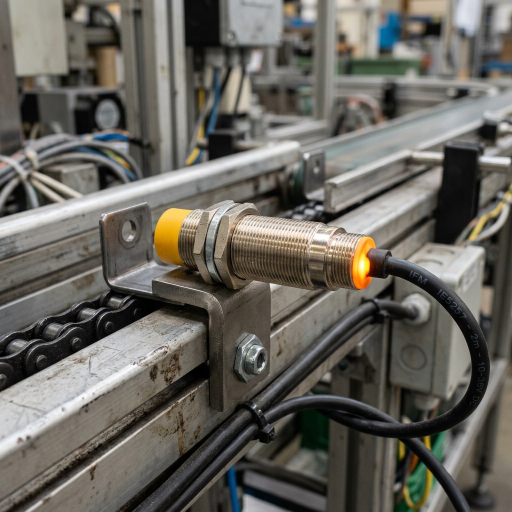 Fotografía realista industrial de un ingeniero de automatización en una planta de procesamiento. El ingeniero, con casco y gafas de seguridad, está calibrando un sensor de nivel hidrostático de acero inoxidable instalado en un gran depósito. Sostiene una tablet que muestra la hoja de datos (datasheet) del sensor, con gráficos y parámetros. El entorno es complejo, con tuberías y paneles de control al fondo, iluminación dramática.