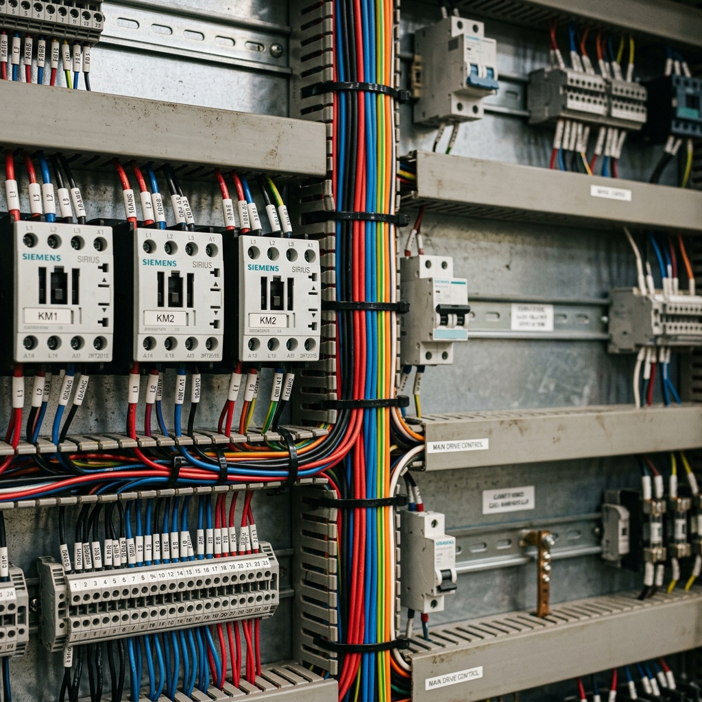 Fijación y peinado de cables flexibles de fuerza utilizando bridas de poliamida en el taller de montaje
