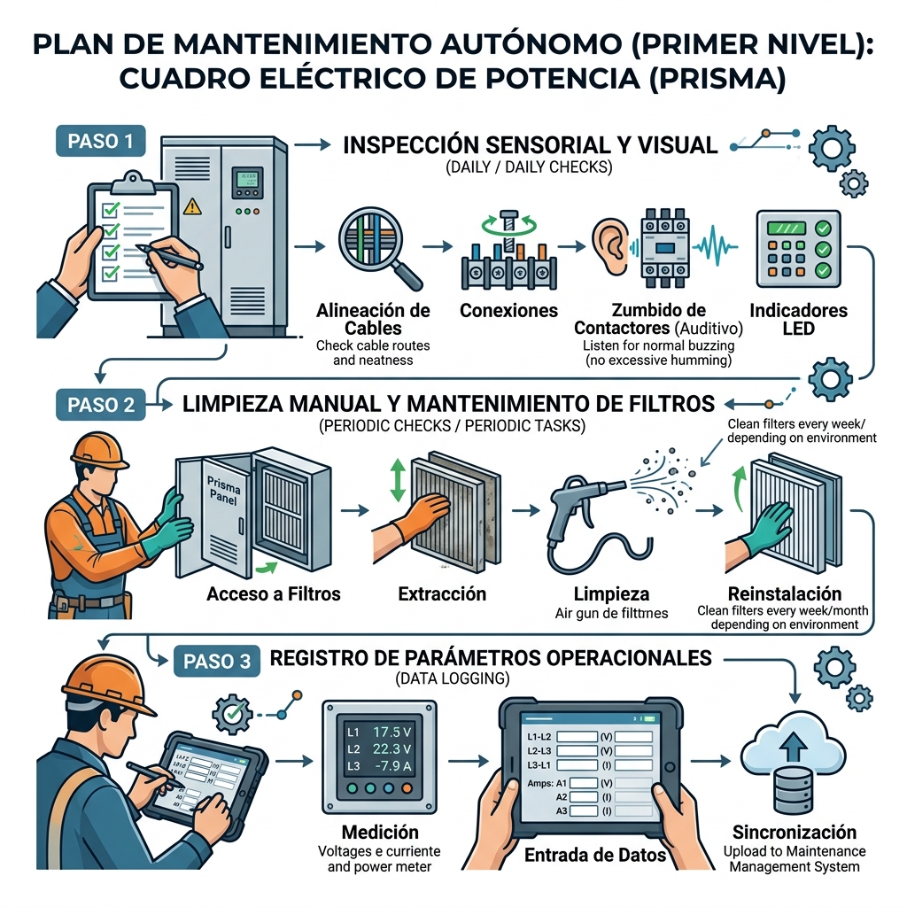 Diagrama funcional de operaciones sistemáticas del plan de mantenimiento preventivo de primer nivel.