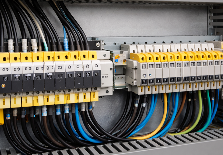 Detalle de cableado ordenado en cuadro eléctrico