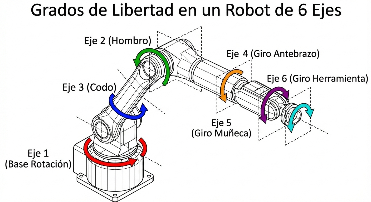Diagrama técnico de ejes robóticos