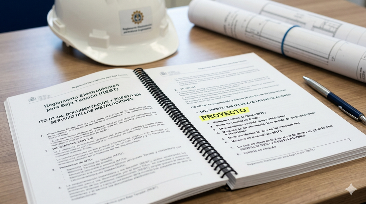 Documento del REBT abierto por la ITC-BT-04 resaltando el apartado de Proyectos