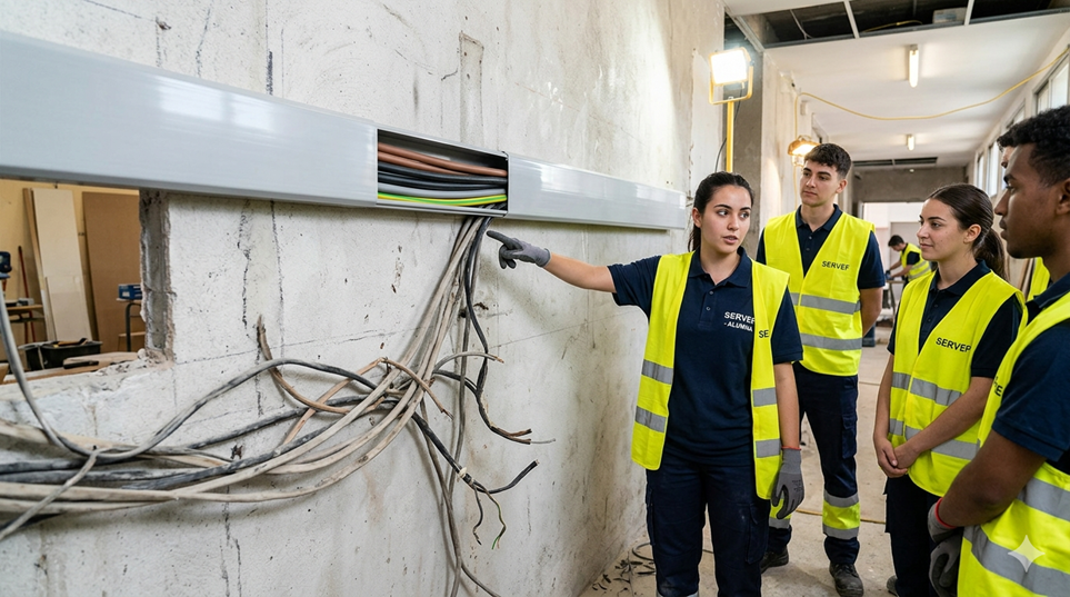 Contraste entre una instalación antigua y una ampliación moderna en un entorno industrial