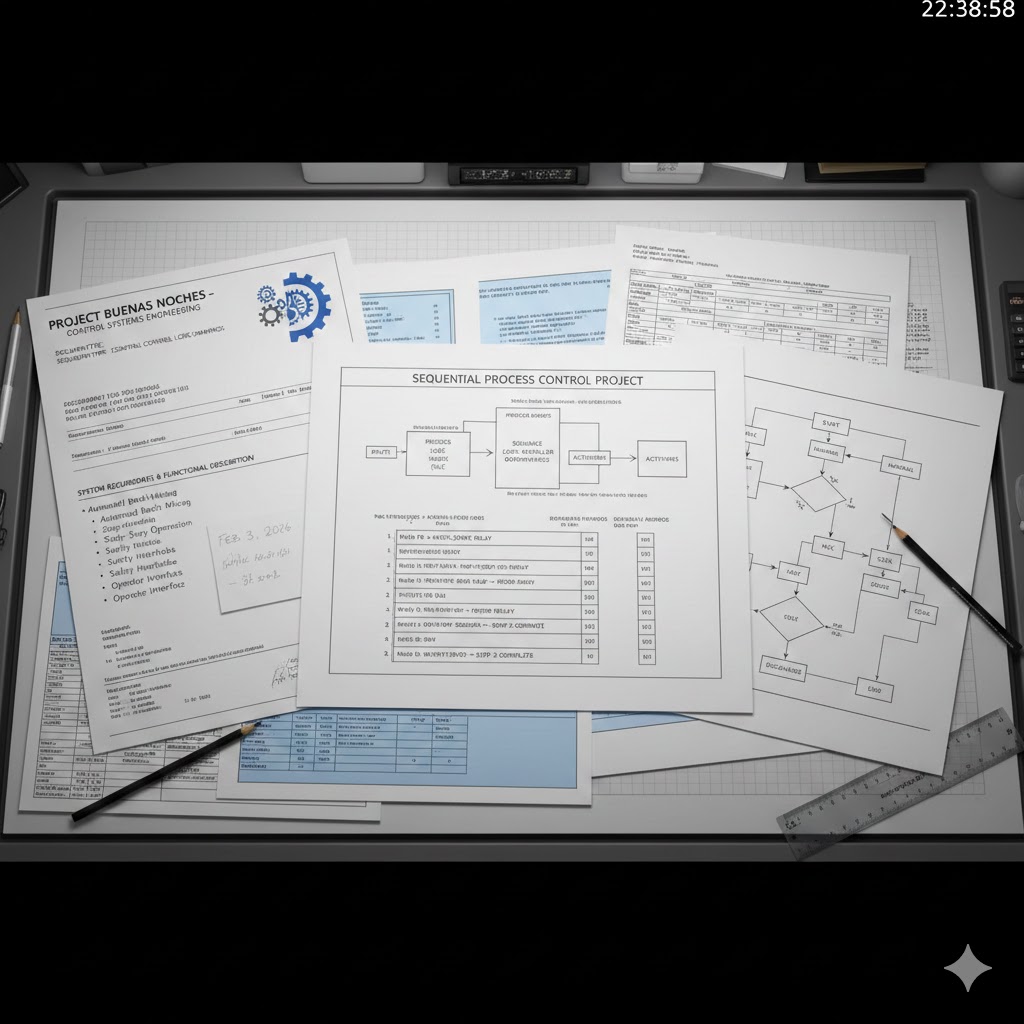 Flujo de trabajo de documentación técnica mostrando las interrelaciones entre memoria, planos, cálculos, pliegos, presupuestos, manuales y protocolos en un proyecto de automatización industrial