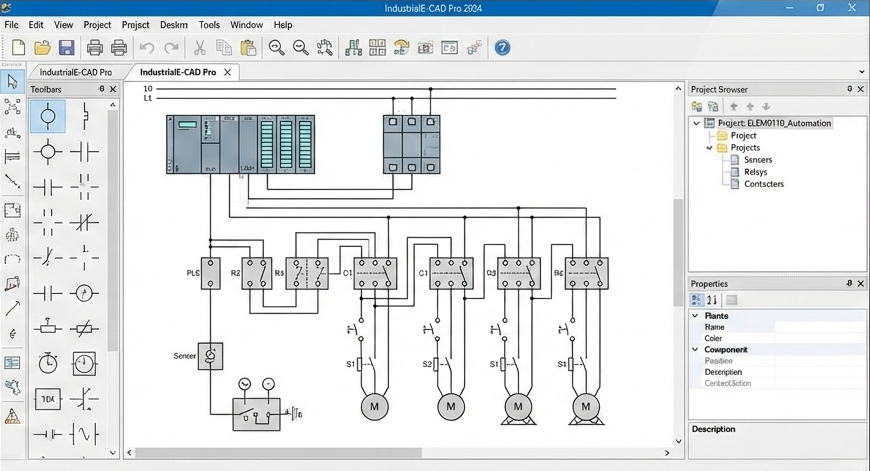 Interfaz de software CAD para automatización industrial